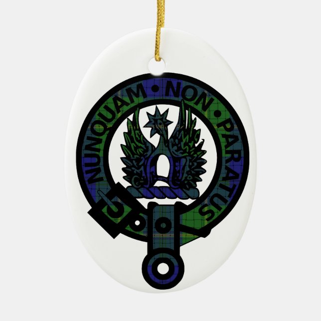 Johnstone Clan Crest Ceramic Tree Decoration (Front)