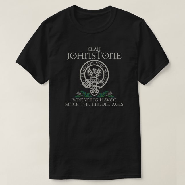 Johnstone Clan crest Scottish surname tartan Thist T-Shirt (Design Front)