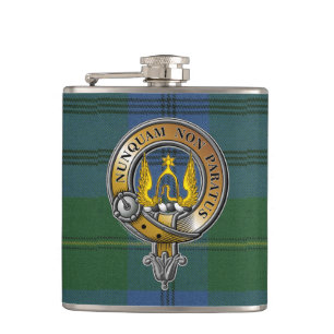 Johnstone Tartan & Badge Hip Flask