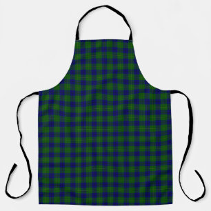 Johnstone tartan blue green plaid apron