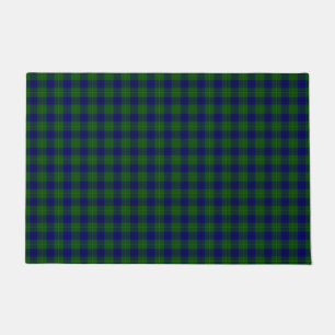 Johnstone tartan blue green plaid doormat