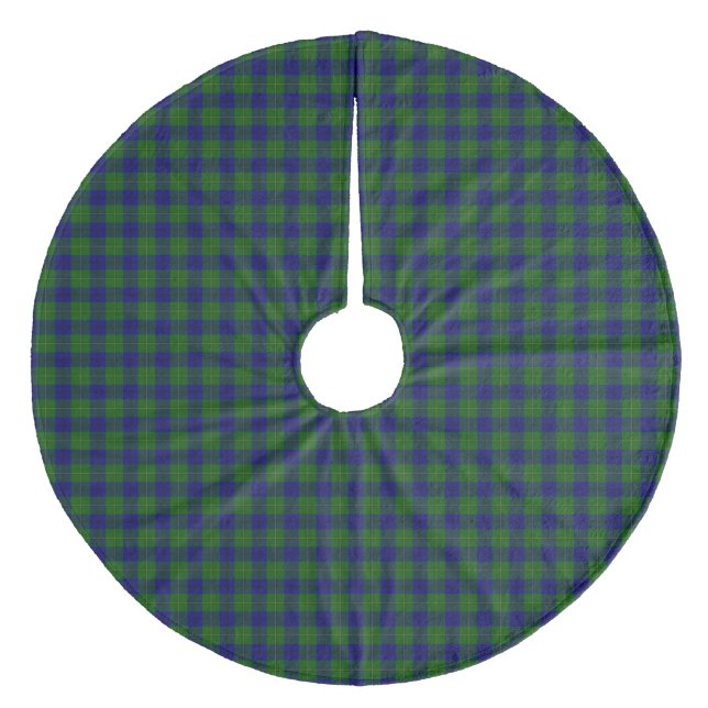 Johnstone tartan blue green plaid fleece tree skirt (Front)