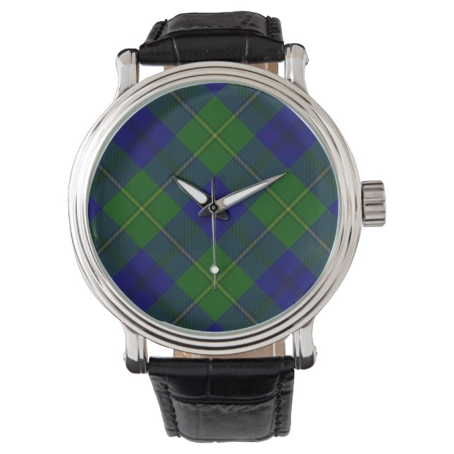 Johnstone tartan blue green plaid watch (Front)