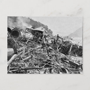 Johnstown Flood Train Wreck Vintage 1889 Postcard