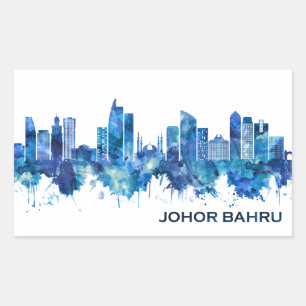 Johor Bahru Malaysia Skyline Blue Rectangular Sticker
