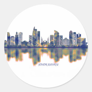 Johor Bahru Skyline Classic Round Sticker