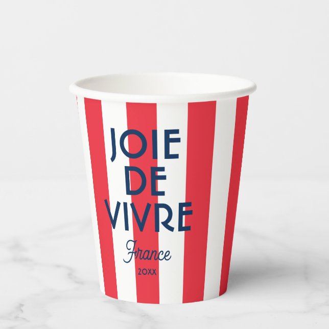 Joie De Vivre France Red Cabana Stripe French Paper Cups (Front)