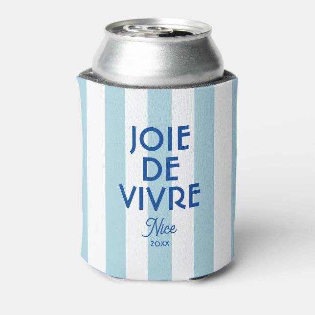 Joie De Vivre Nice Blue Cabana Stripe French Can Cooler (Can Back)