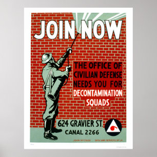 Join Civil Defence Decontamination Squads 1943 WPA Poster