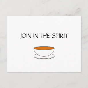 Join in the spirit, with cup of tea postcard