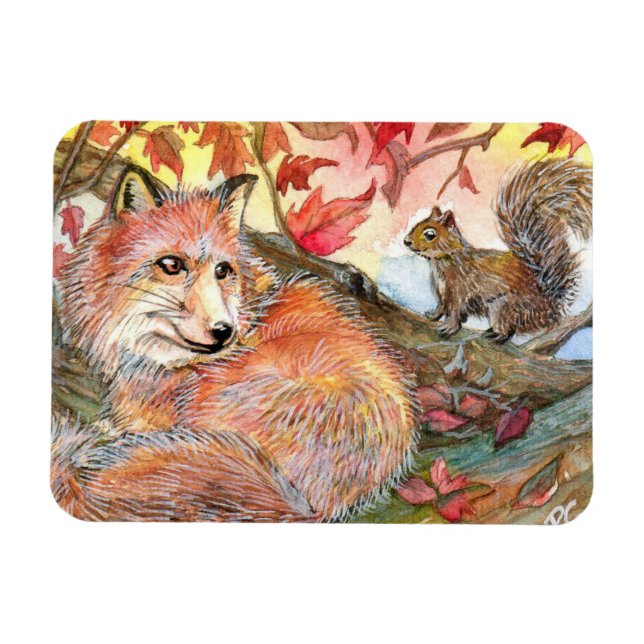 Join Me For A Nap With Fox And Squirrel Magnet (Horizontal)
