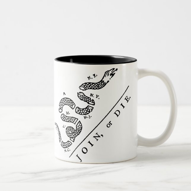 Join Or Die :: $17.95 Two Toned Coffee Mug (Right)