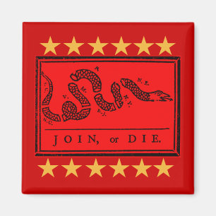 Join or Die Ben Franklin Banner on Tshirts Magnet