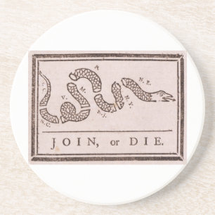 Join or Die Benjamin Franklin Political Cartoon Coaster