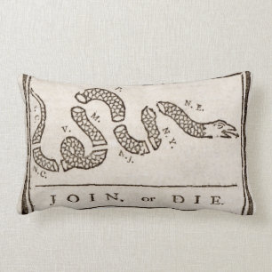 Join or Die Benjamin Franklin Political Cartoon Lumbar Cushion