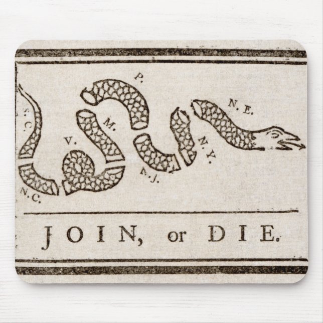 Join or Die Benjamin Franklin Political Cartoon  Mouse Pad (Front)
