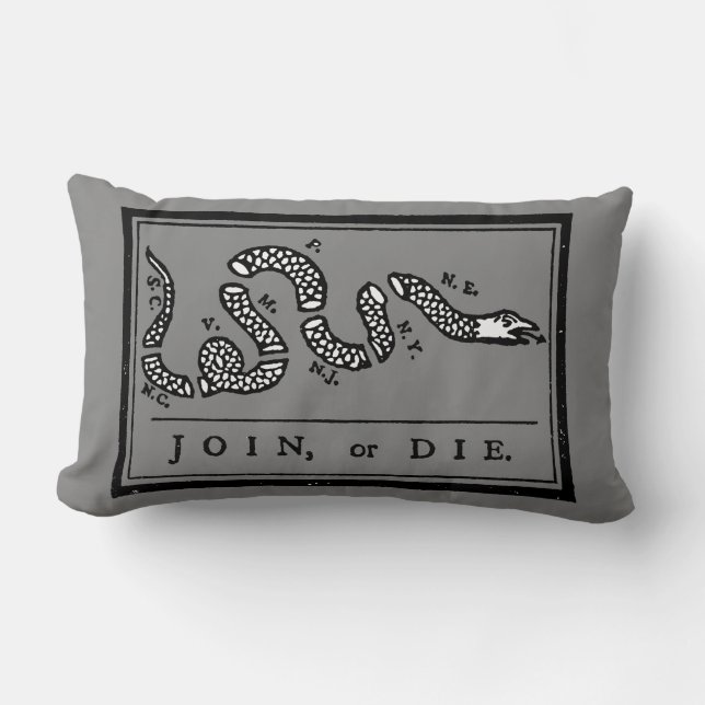 Join Or Die Cartoon, 1754 Lumbar Cushion (Front)