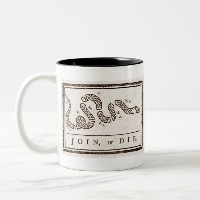 Join or Die Flag Original Two-Tone Coffee Mug (Left)