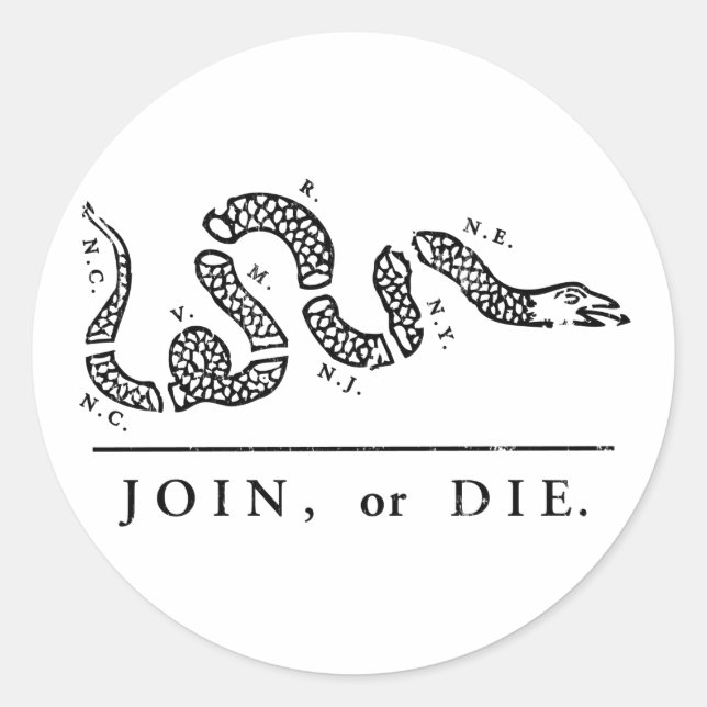Join Or Die - Libertarian Classic Round Sticker (Front)