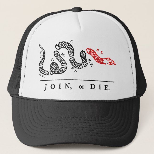 JOIN, or DIE New England Trucker Hat (Front)