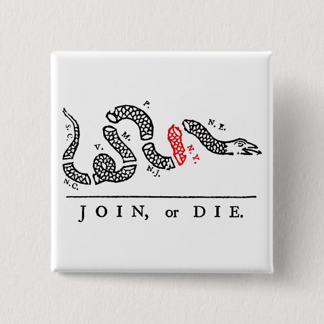 JOIN, or DIE New York 15 Cm Square Badge (Front)