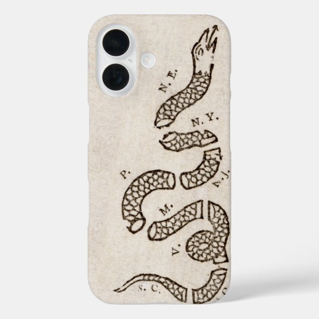 Join or Die Rattlesnake: Cartoon Benjamin Franklin Case-Mate iPhone Case (Back)