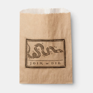 Join or Die Rattlesnake: Cartoon Benjamin Franklin Favour Bag