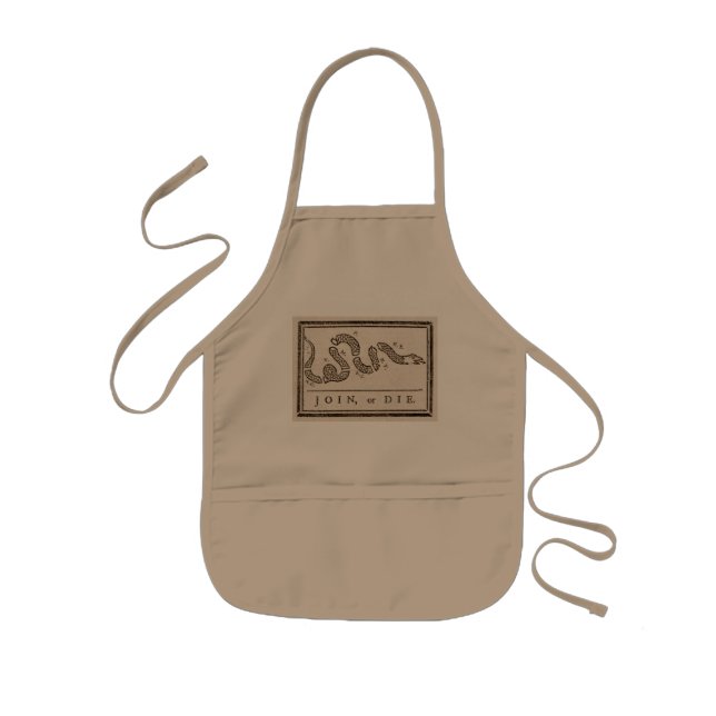 Join or Die Rattlesnake: Cartoon Benjamin Franklin Kids Apron (Front)