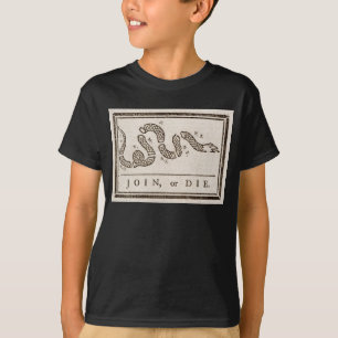 Join or Die Rattlesnake: Cartoon Benjamin Franklin T-Shirt