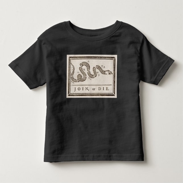 Join or Die Rattlesnake: Cartoon Benjamin Franklin Toddler T-Shirt (Front)