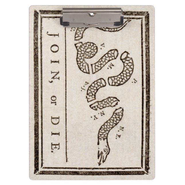 Join or Die Rattlesnake: Cartoon Resistance Clipboard (Front)
