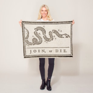 Join or Die Rattlesnake: Cartoon Resistance Fleece Blanket