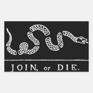 join or die snake rectangular sticker
