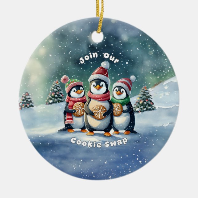 Join Our Christmas Cookie Swap Ceramic Ornament (Front)