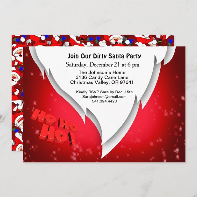 Join Our Dirty Santa Party with Santa Pattern Invitation (Front/Back)