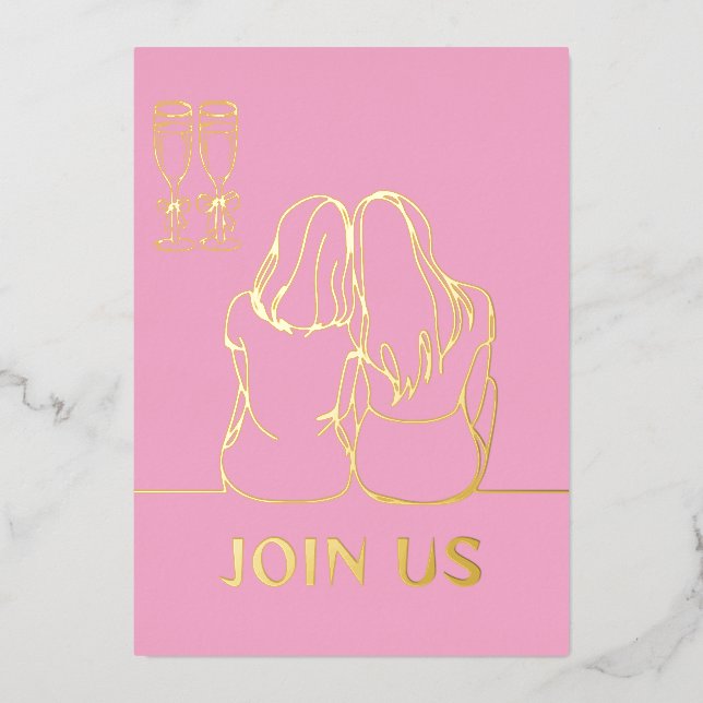 Join our engagement party foil holiday card (Front)