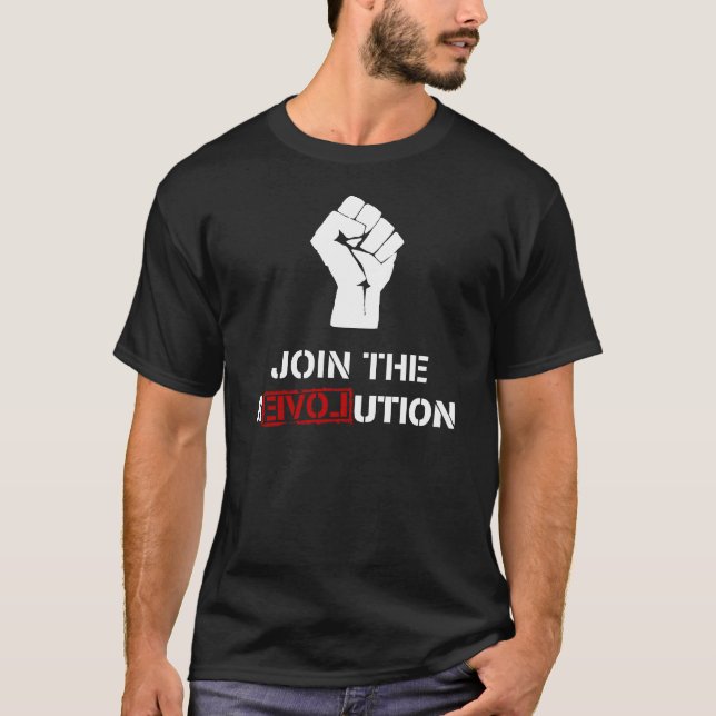 Join The Revolution - Black Mens T-Shirt (Front)