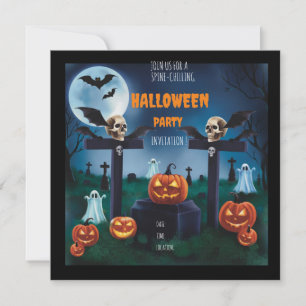 "Join the Spooky Night Cemetery Halloween Party" Invitation