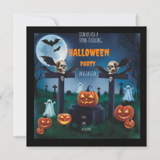 "Join the Spooky Night Cemetery Halloween Party" Invitation