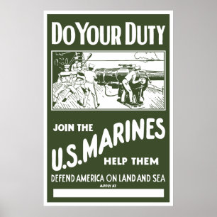 Join The US Marines -- WW2 Poster