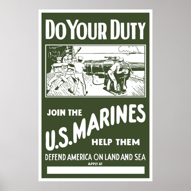 Join The US Marines -- WW2 Poster (Front)