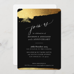 JOIN US calligraphy formal gold edges black white Invitation