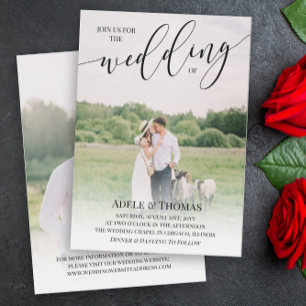 Join Us Calligraphy Photo Double Sided Wedding Invitation