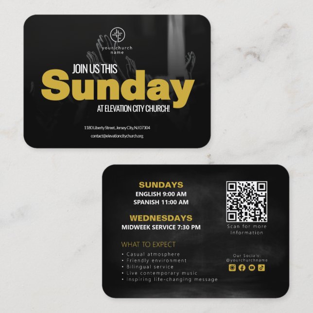 Join Us Church Invitation Calling Card Template (Front/Back)