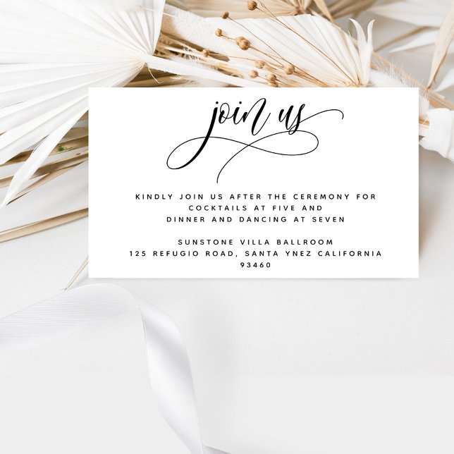 Join Us, Elegant Modern Calligraphy Reception Enclosure Card (Creator Uploaded)