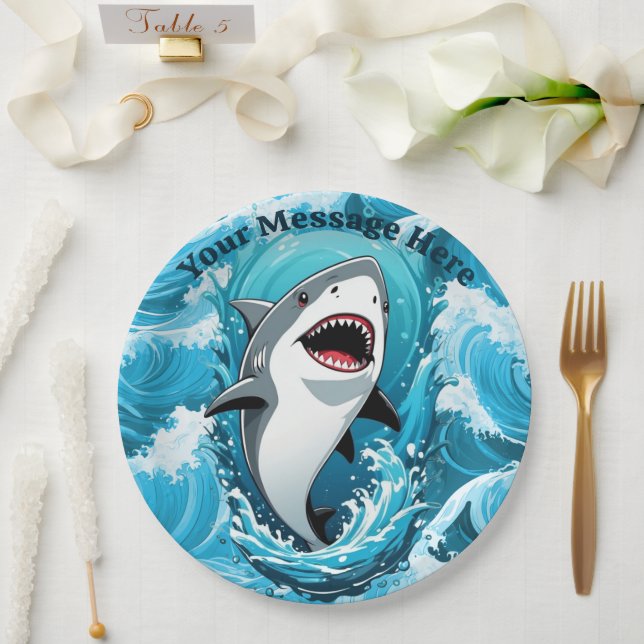 Join Us For a Bite Shark Paper Plate (Wedding)