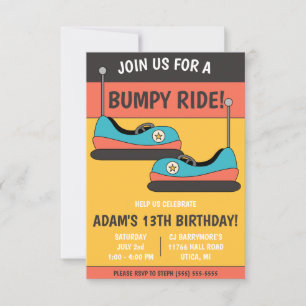 Join us for a Bumpy Ride!  Bumper Cars Birthday Invitation