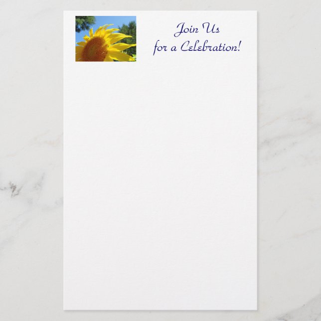 Join Us for a Celebration! Stationery Sunflower (Front)