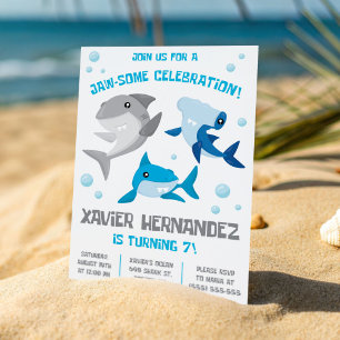 Join us for a Jaw-Some Celebration! Shark Birthday Invitation