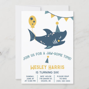 Join us for a Jaw-Some Time!  Shark Birthday Party Invitation
